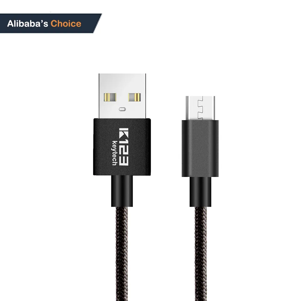 Cabo micro usb de alta velocidade 2.0, cabo macho para micro usb de carregamento, nylon trançado para carregamento de celular android