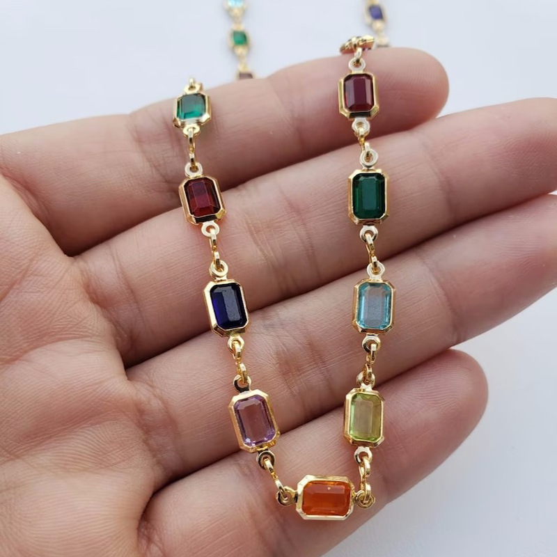 2023 Vintage Rainbow Crystal Heart Choker Necklace for Women