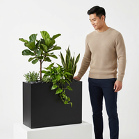 Pot de fleurs extérieur en acier laminé à froid, design nordique moderne, écologique, à large ouverture, avec trou de drainage et revêtement en poudre