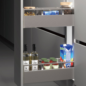 Cooper Seasoning Pull-Out Basket Double-Layer Aluminum Alloy <b>Kitchen</b> Cabinet Organizer <b>Storage</b> Drawer Right Left 200mm - Product Image 1