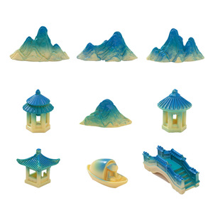 Pabellones y rocallas de resina de estilo chino en miniatura para decoración de acuarios y jardines. - Product Image 5