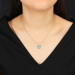 Perhiasan Opal Laut Perhiasan 925 Perak Murni Mode Perhiasan Opal Australia Liontin Hewan Kecantikan Biru Opal Liontin <span class=keywords><strong>Starfish</strong></span>