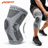 Genouillère de protection sportive Aofit personnalisée en usine, tricotée en 3D, antidérapante, avec rembourrage en silicone souple
