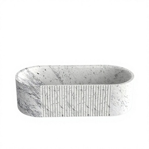 Baignoire Courbe en Marbre Blanc de Carrare, Modèle OEM BT-137A pour Design de Salle de Bain, Élégante, Fabriquée en Malaisie - Product Image 1