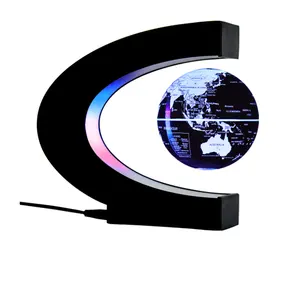 Desktop decor education C shape world map rotating magnetic levitation levitating floating display globe