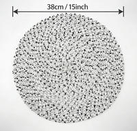 Napperons tissés en polyester écologique style américain, blanc gris moucheté, 38 cm (15 po), épaisseur 2 mm, lot de 4, décoration de table moderne pour usage quotidien