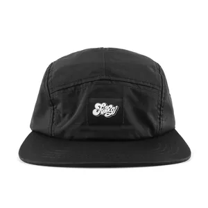 Personalizado Alta Qualidade Não Estruturado 5 Painel Correndo Snapback Chapéu, Homens Chapéu Campista Ao Ar Livre, preto Quick Dry Nylon Acampamento Cap gorras