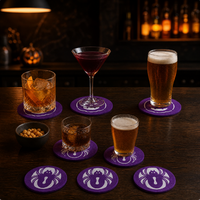 Sous-verres décoratifs d'Halloween en feutre, motifs citrouille et araignée violettes, pour tasses, mugs, décoration de table et de fête