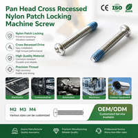 Vis de machine à tête cylindrique à embase cruciforme M2 M3 M4 M5 en acier inoxydable sur mesure, avec insert en nylon anti-vibration, vis de verrouillage pour PCB