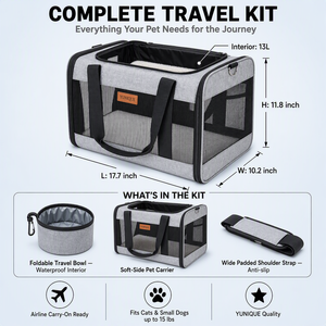 Sac <span class=keywords><strong>de</strong></span> <span class=keywords><strong>transport</strong></span> <span class=keywords><strong>pour</strong></span> animaux Starrise, ouverture supérieure, gris, en polyester souple, sac <span class=keywords><strong>de</strong></span> voyage <span class=keywords><strong>pour</strong></span> <span class=keywords><strong>chat</strong></span>, bandoulière, anneau en D, bol pliable, compact - Product Image 4