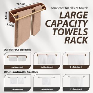 Porte-serviettes double en bois massif et <span class=keywords><strong>bambou</strong></span> Porte-serviettes double pour mur Porte-serviettes double pour salle de bain Tiges résistantes à <span class=keywords><strong>l</strong></span>'<span class=keywords><strong>eau</strong></span> - Product Image 6