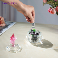 Boîte à bijoux en cristal de verre à fleurs faites à la main, thème ange, couvercle en verre poli pour la décoration de la maison, Saint-Valentin, rangement de bijoux