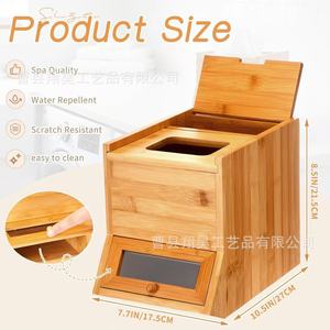 Boîte de rangement rectangulaire en bois à double couche pour lessive, avec couvercle et compartiments, pour serviettes et mouchoirs de salle de bain, solide - Product Image 4