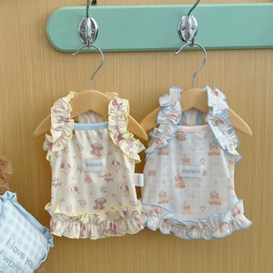 Summer thin and cool dog <b>clothes</b>, camisole with cream-colored rolled hem, cute vest for pet <b>cats</b>, Bichons, and Teddy bears. - Product Image 1