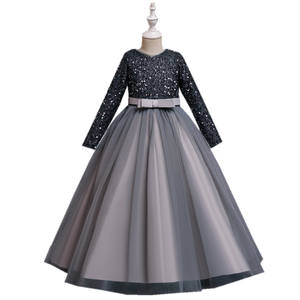 Belle <span class=keywords><strong>robe</strong></span> de princesse à nœud papillon pour petites filles tendance de la mode paillettes de luxe vêtements pour enfants robes de soirée longues de mariage pour enfants - Product Image 2