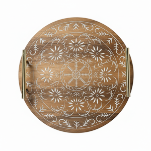 Plateau de service en bois de résine de luxe poignée plateau de maison décoratif de haute qualité pour la cuisine plateaux de décor à la maison élégants - Product Image 1