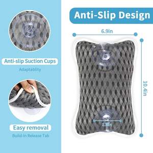 Oreiller de bain antidérapant pour spa, soutien de la <span class=keywords><strong>tête</strong></span> et du cou, mousse souple, tissu en maille perméable 4D, 8 ventouses - Product Image 4