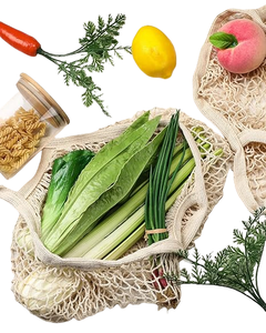 Portatile in cotone riutilizzabile maglia Tote Bag manico in rete lavabile organizzatore di generi alimentari per frutta e verdura Shopping per i mercati - Product Image 2