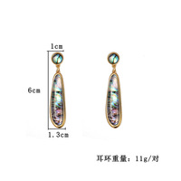 Boucles d'oreilles pendantes texturées en coquille d'ormeau avec pendentif en pierre pour femmes européennes et américaines, bijoux d'oreille originaux pour filles