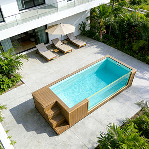 Piscina Familiar Elevada de Fibra de Vidrio Resistente con Cubierta de Madera y Azulejos de Mosaico, Color Personalizado para Jardín o Spa al Aire Libre - Product Image 5