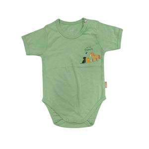 Cotton Baby Bodysuit Romper Knitted Short Sleeve Infant <b>Onesie</b> <b>Cute</b> Animal Print Autumn Wear Soft Comfortable Baby Clothing - Product Image 1