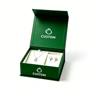 OEM Custom Logo & Size Luxury Eco-Friendly Rigid Jewelry Gift <b>Box</b> with Magnetic Closure & Velvet Insert for Necklace & Earring - Product Image 2