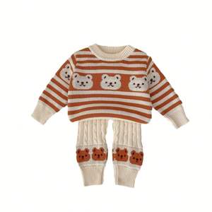 Engepapa sonbahar boys 'çizgili ayı giysileri % 100% pamuk bebek kazak triko + pantolon <span class=keywords><strong>2</strong></span> parça Set moda bebek giysileri - Product Image 1