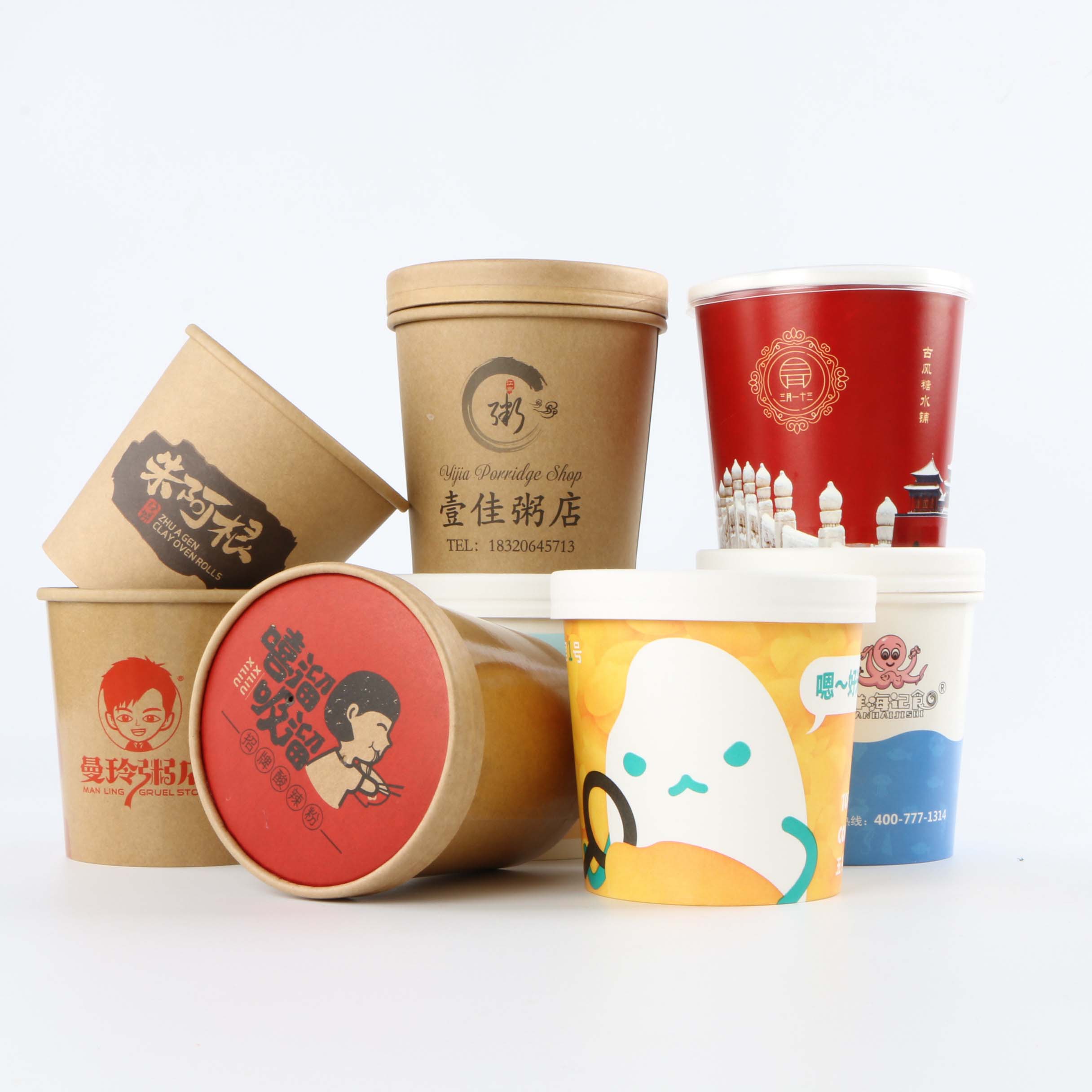 Hot Sale High Quality Eco Friendly Custom Printing 8oz 12oz 16oz 32oz Hot Soup Cup Disposable Instant Paper CupPopular
