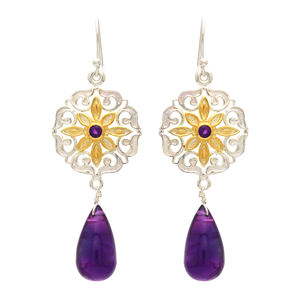 Gran oferta 2025, de doble tono pendientes de plata de ley 925, amatista para regalo - Product Image 1