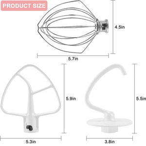 Kitchen Aid Bijlagen Omvatten K45WW Draad Zweep & K45DH Deeg Haak & K45B Gecoate Platte Blade Paddle, 3Pcs Stand Mixers Reparatie Set - Product Image 3
