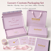 Boîte à maquillage personnalisée rose clair avec estampage à chaud or, boîte à bijoux à fermeture éclair, boîte d'expédition auto-adhésive pour cosmétiques