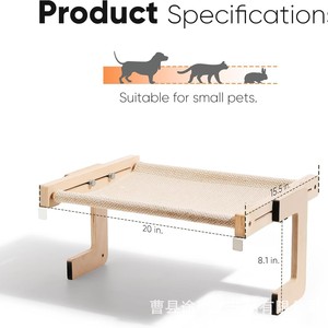 Hamaca para gatos, cama de madera para ventana, 15.5 pulgadas, color natural, para gatos de interior - Product Image 5
