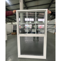 Fenêtre coulissante verticale de style américain avec grilles, en PVC vinyle, fenêtres à simple et double battant, portes et fenêtres en PVC