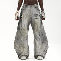 DiZNEW Jeans larges et amples de couleur claire pour hommes, gris, vêtements de rue pour hommes, fabricants en Chine