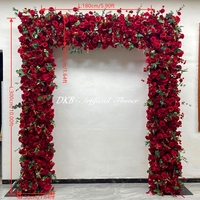 Usine de fleurs artificielles, vente en gros de murs de fleurs rouges, arche florale carrée de 3 m de hauteur pour la décoration de mariage en intérieur