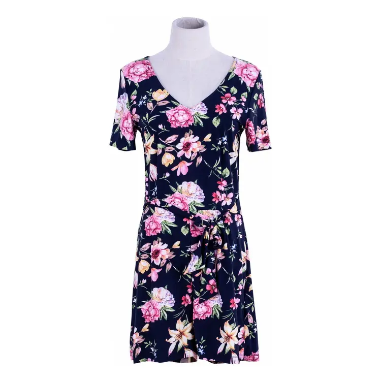 Fashion new hot selling factory price women's large print temperament thin and elegant holiday style high-quality short dress