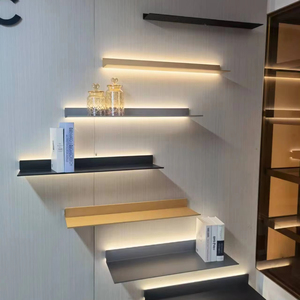Tall IP65 Rated Display Shelf Dimmable LED <strong>Floor</strong> <strong>Lamp</strong> with <strong>Cordless</strong> Built-In Lights Wall Mounted Floating Glass Display - Product Image 4