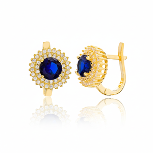 Pendientes de zafiro estilo turco para mujer, joyería de plata de ley hecha a mano - Product Image 2