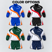 Survêtement personnalisé à blocs de couleur avec fermeture éclair quart de tour pour homme, veste coupe-vent et short de sport avec logo imprimé pour l'entraînement athlétique