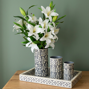 High Ranking Living Room Floor Vases Bone Inlay Unique Flower Pots Set Modern Design Custom Size Hand Carved <b>Garden</b> Artificial - Product Image 1