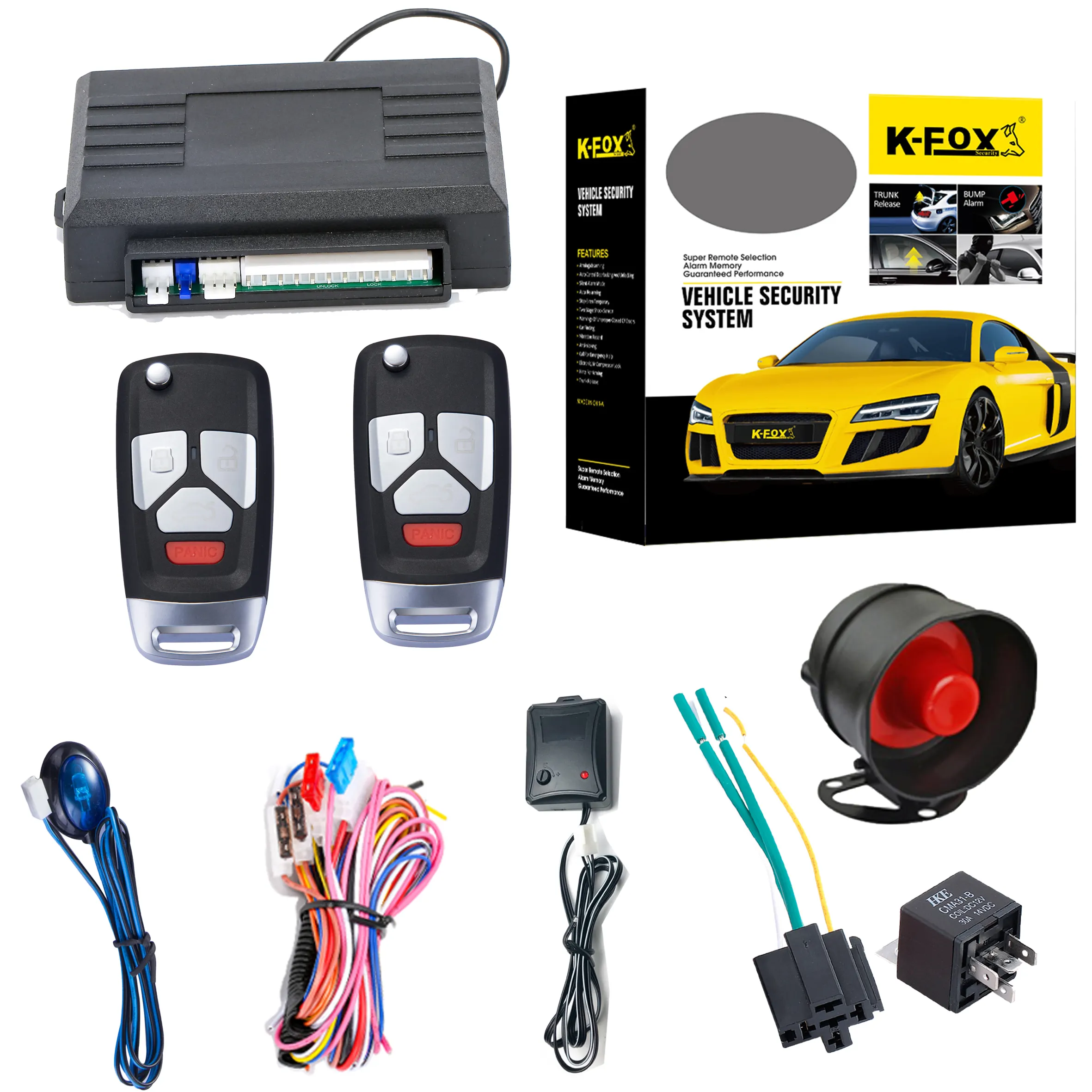 K-FOX Professionele Productie Auto Alarmsysteem Auto Brandstof Cut Beveiligingssysteem Met Auto Immobilisator Voor Auto 'S