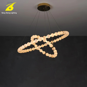 <span class=keywords><strong>Lampadario</strong></span> a Sospensione LED con <span class=keywords><strong>Sfere</strong></span> di Onice Naturale e Finiture Dorate per Soggiorno di Villa Moderna, Club e Ambienti Minimalisti - Product Image 2