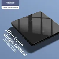 Interrupteur à bouton-poussoir ultra-mince de type 86, 58 mm, 10A, panneau en plastique noir dissimulé pour usage domestique, résistant à la friction
