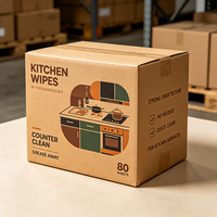 Lingettes de cuisine imprimées numériquement esthétiques, coupent la graisse, boîte de 72 lingettes, carton ondulé de qualité alimentaire pour fournitures de nettoyage, production 24h/24