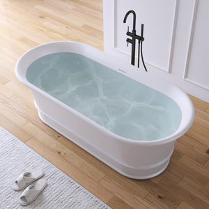 Baignoire Maydon Whirlpool en résine, baignoire autoportante de luxe en pierre de résine de 1700 mm, surface solide, blanc mat - Product Image 5