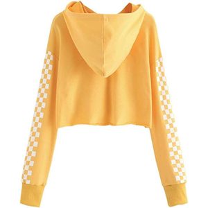 FOXA Women's <b>Cropped</b> Hoodie Pineapple Embroidery Sweatshirt Casual Pullover Crop <b>Top</b> For Teen Girls - Product Image 2