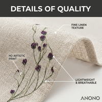 Tissu Anono 175 GSM en lin tissé teint, imprimé bourgeons violets artistiques, léger et respirant, textile floral pour chemises et robes d'été
