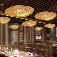 Fait à la main moderne traditionnel rotin bambou abat-jour poisson pendentif lumière Restaurant salon lustres pendentif lumières