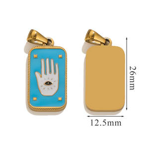 Colgante de cielo estrellado de acero de titanio americano europeo, tarjeta de <span class=keywords><strong>Tarot</strong></span> Rectangular de acero inoxidable, collar DIY, llavero de Luna de Palma para - Product Image 6