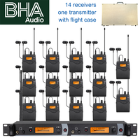 Système de monitoring intra-auriculaire sans fil BHA IEM2050 UHF, 1 émetteur avec 14 récepteurs de poche pour chanteurs de groupe, performances live, OEM